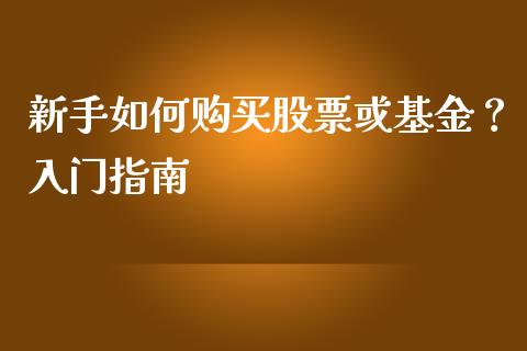 新手如何购买股票或基金？入门指南_https://wap.apzhendong.com_投资理财_第1张