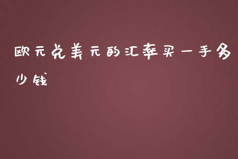 欧元兑美元的汇率买一手多少钱_https://wap.apzhendong.com_期货直播_第1张