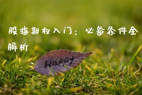 股指期权入门：必备条件全解析_https://wap.apzhendong.com_期货直播_第1张