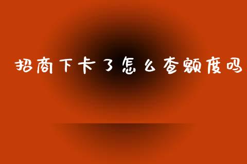 招商下卡了怎么查额度吗_https://wap.apzhendong.com_期货直播_第1张