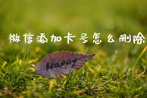 微信添加卡号怎么删除_https://wap.apzhendong.com_今日财经_第1张