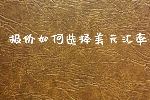 报价如何选择美元汇率_https://wap.apzhendong.com_今日财经_第1张