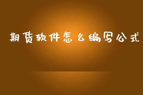 期货软件怎么编写公式_https://wap.apzhendong.com_今日财经_第1张