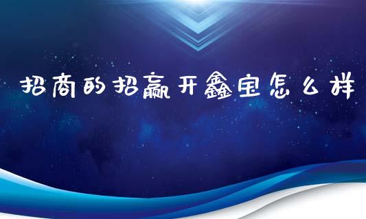 招商的招赢开鑫宝怎么样_https://wap.apzhendong.com_投资理财_第1张