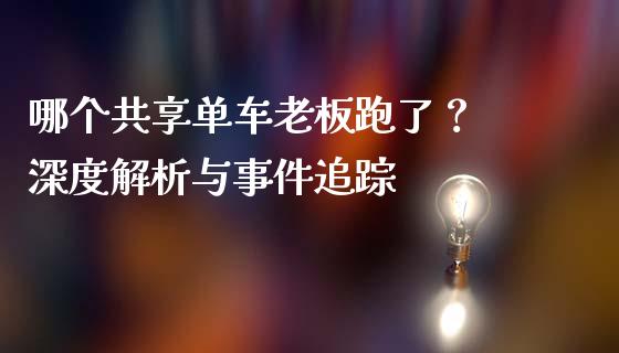 哪个共享单车老板跑了？ 深度解析与事件追踪_https://wap.apzhendong.com_美股行情_第1张
