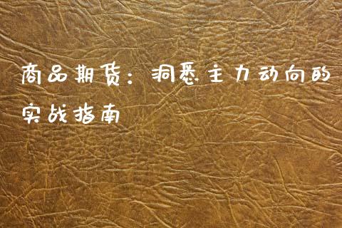 商品期货：洞悉主力动向的实战指南_https://wap.apzhendong.com_今日财经_第1张