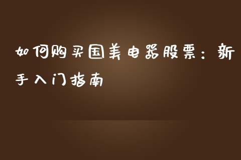 如何购买国美电器股票：新手入门指南_https://wap.apzhendong.com_投资理财_第1张