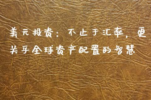 美元投资：不止于汇率，更关乎全球资产配置的智慧_https://wap.apzhendong.com_美股行情_第1张
