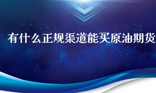 有什么正规渠道能买原油期货_https://wap.apzhendong.com_投资理财_第1张