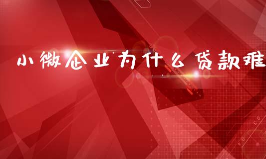 小微企业为什么贷款难_https://wap.apzhendong.com_美股行情_第1张