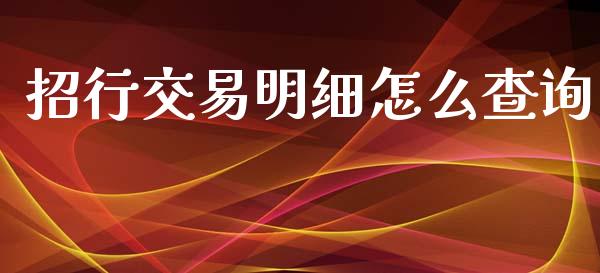 招行交易明细怎么查询_https://wap.apzhendong.com_投资理财_第1张