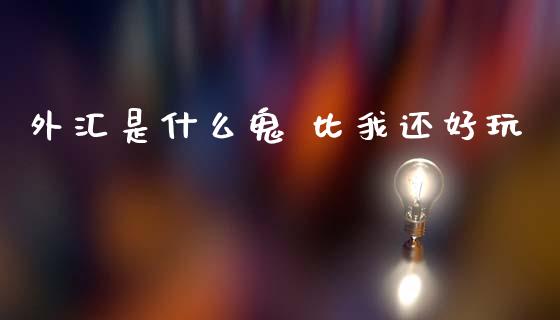 外汇是什么鬼 比我还好玩_https://wap.apzhendong.com_期货直播_第1张