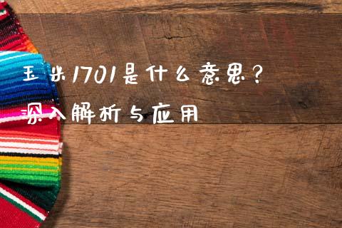 玉米1701是什么意思？深入解析与应用_https://wap.apzhendong.com_投资理财_第1张