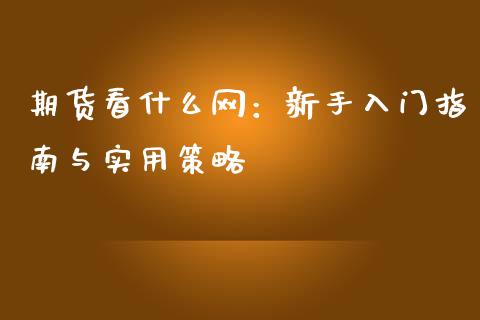 期货看什么网：新手入门指南与实用策略_https://wap.apzhendong.com_今日财经_第1张