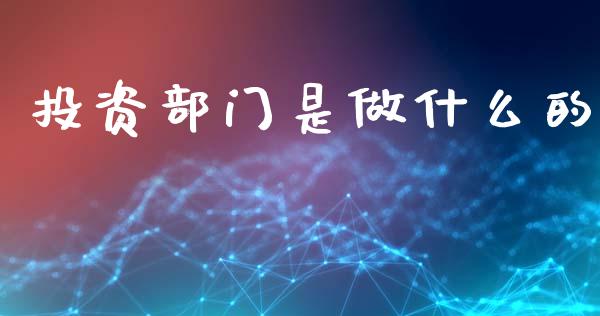 投资部门是做什么的_https://wap.apzhendong.com_期货直播_第1张