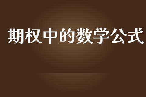 期权中的数学公式_https://wap.apzhendong.com_美股行情_第1张