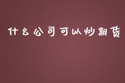 什么公司可以炒期货_https://wap.apzhendong.com_美股行情_第1张