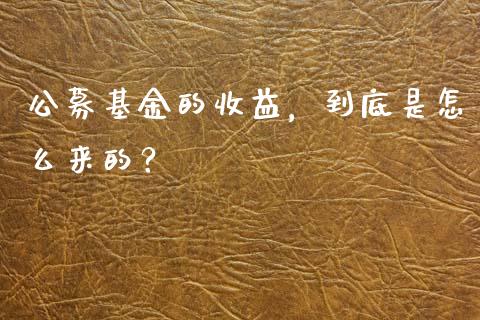 公募基金的收益，到底是怎么来的？_https://wap.apzhendong.com_投资理财_第1张
