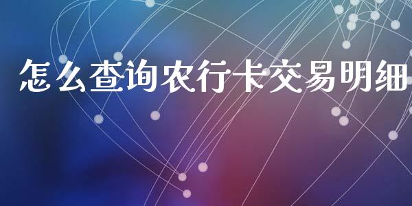 怎么查询农行卡交易明细_https://wap.apzhendong.com_今日财经_第1张