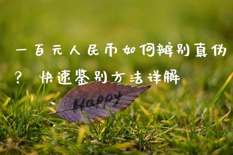 一百元人民币如何辨别真伪？ 快速鉴别方法详解_https://wap.apzhendong.com_美股行情_第1张