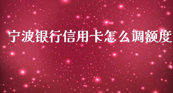 宁波银行信用卡怎么调额度_https://wap.apzhendong.com_期货直播_第1张