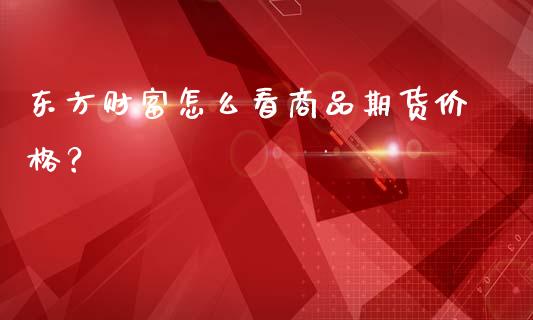 东方财富怎么看商品期货价格？_https://wap.apzhendong.com_今日财经_第1张