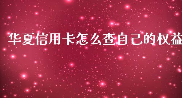 华夏信用卡怎么查自己的权益_https://wap.apzhendong.com_美股行情_第1张