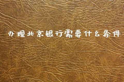 办理北京银行需要什么条件_https://wap.apzhendong.com_今日财经_第1张