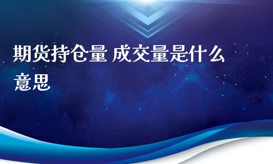 期货持仓量 成交量是什么意思_https://wap.apzhendong.com_投资理财_第1张