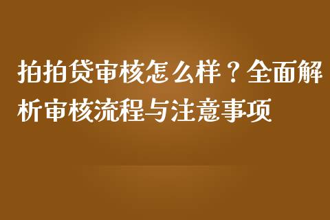 拍拍贷审核怎么样？全面解析审核流程与注意事项_https://wap.apzhendong.com_今日财经_第1张