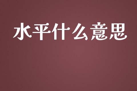 水平什么意思_https://wap.apzhendong.com_期货直播_第1张