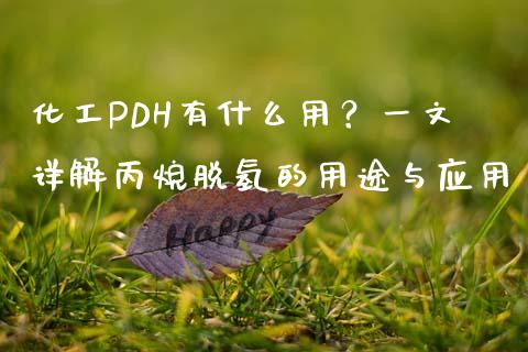 化工PDH有什么用？一文详解丙烷脱氢的用途与应用_https://wap.apzhendong.com_今日财经_第1张