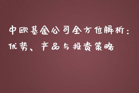 中欧基金公司全方位解析：优势、产品与投资策略_https://wap.apzhendong.com_今日财经_第1张