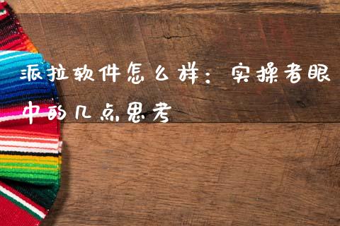派拉软件怎么样：实操者眼中的几点思考_https://wap.apzhendong.com_投资理财_第1张