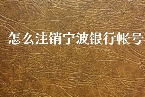 怎么注销宁波银行帐号_https://wap.apzhendong.com_期货直播_第1张