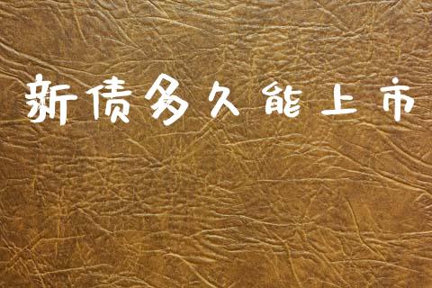 新债多久能上市_https://wap.apzhendong.com_期货直播_第1张