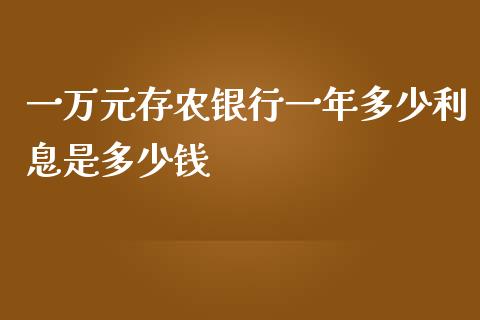 一万元存农银行一年多少利息是多少钱_https://wap.apzhendong.com_今日财经_第1张