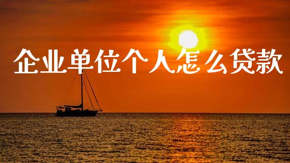 企业单位个人怎么贷款_https://wap.apzhendong.com_今日财经_第1张