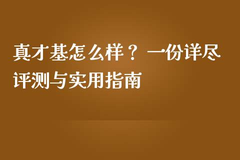 真才基怎么样？ 一份详尽评测与实用指南_https://wap.apzhendong.com_美股行情_第1张