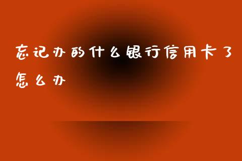 忘记办的什么银行信用卡了怎么办_https://wap.apzhendong.com_今日财经_第1张