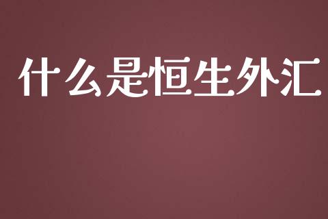 什么是恒生外汇_https://wap.apzhendong.com_美股行情_第1张