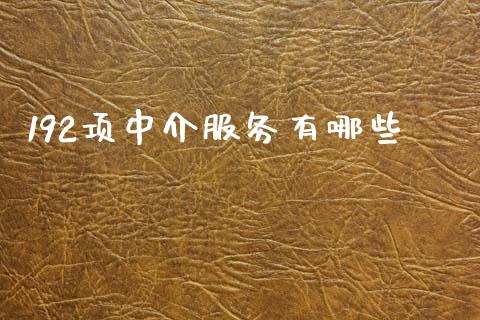 192项中介服务有哪些_https://wap.apzhendong.com_投资理财_第1张