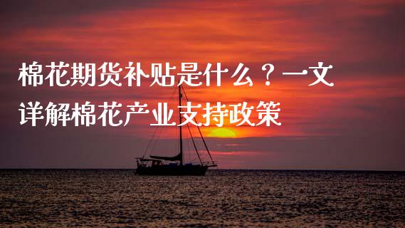 棉花期货补贴是什么？一文详解棉花产业支持政策_https://wap.apzhendong.com_期货直播_第1张