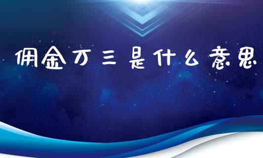 佣金万三是什么意思_https://wap.apzhendong.com_今日财经_第1张
