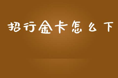 招行金卡怎么下_https://wap.apzhendong.com_今日财经_第1张
